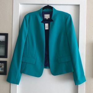 Loft Bright Blue Suit Jacket with Purple Lining